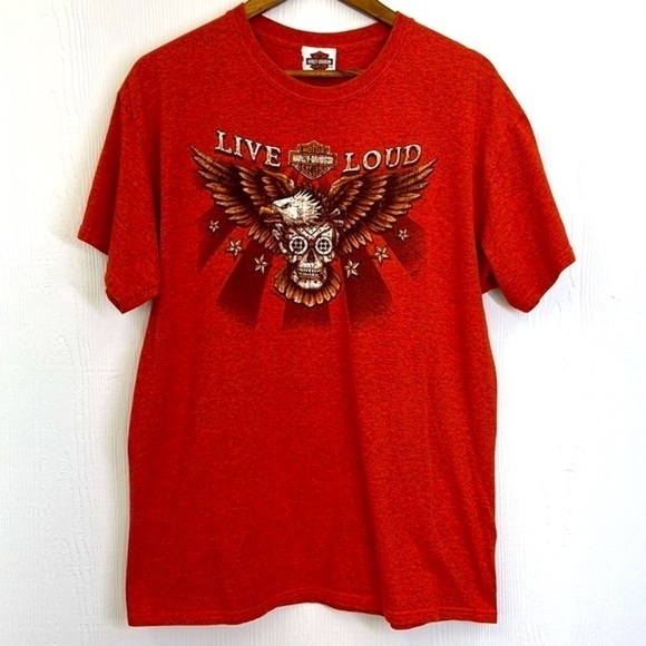 Harley Davidson - 2016 40th Anniversary New Bern NC Bald Eagle Skull T Shirt L - Picture 7 of 10
